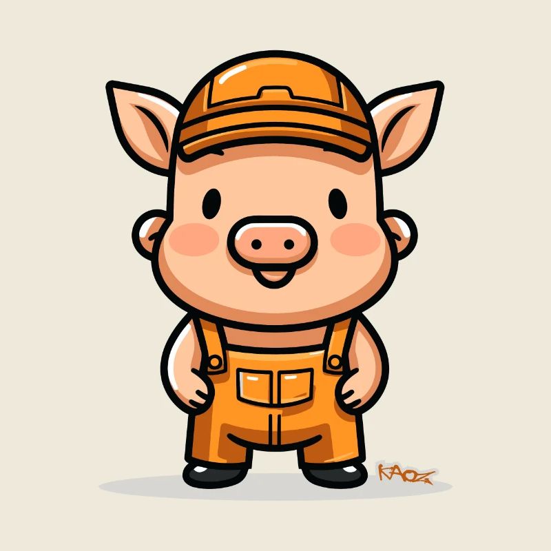 Funny Construction Worker Craftsman Pig