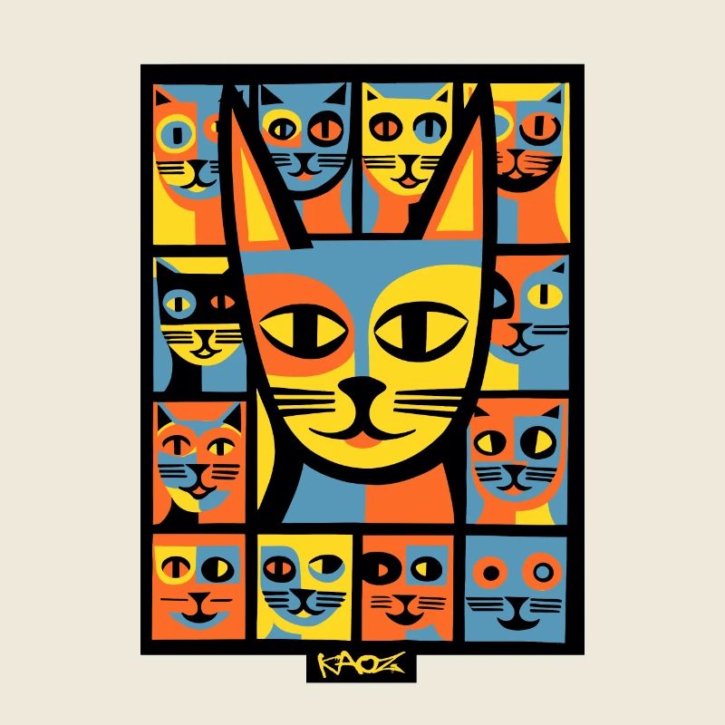 Bunte Pop-Art-Chaos-Kätzchen-Katzen
