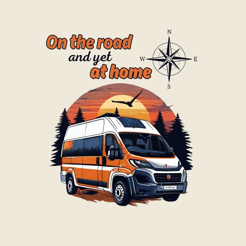 On the road and yet at home-Camper Spruch