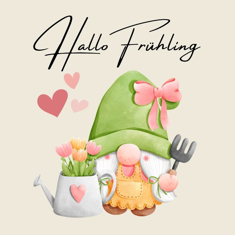 Hello Spring - Gardener Gnome with Tulips