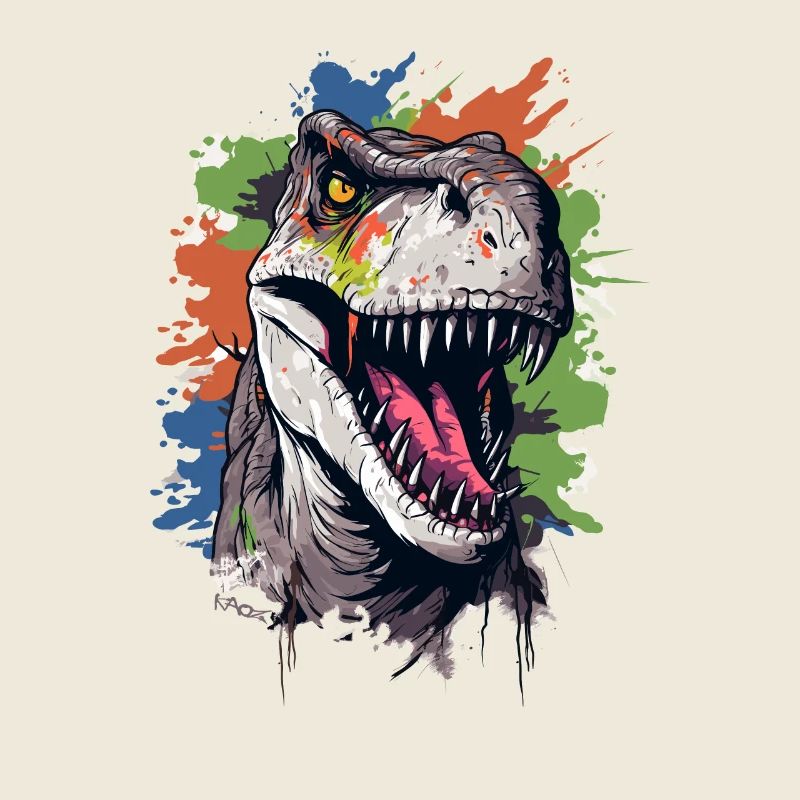 Touches de couleur : un dinosaure coloré au look d’action