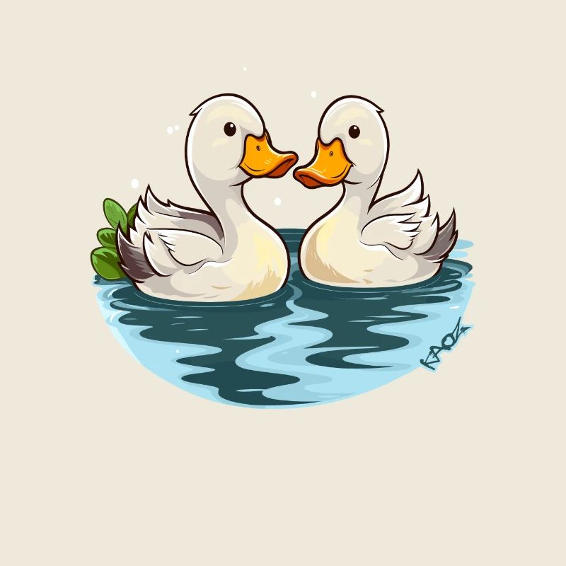 Deux adorables petits canards dans l’étang