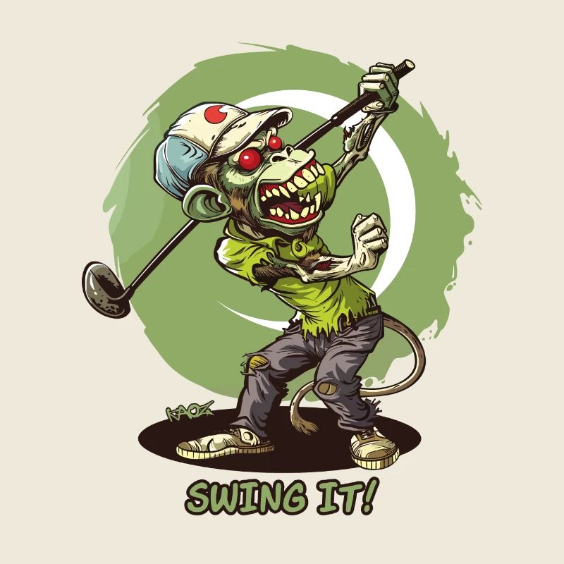 Schwing es, Zombie-Affe: Ein Golfer beim Golfen