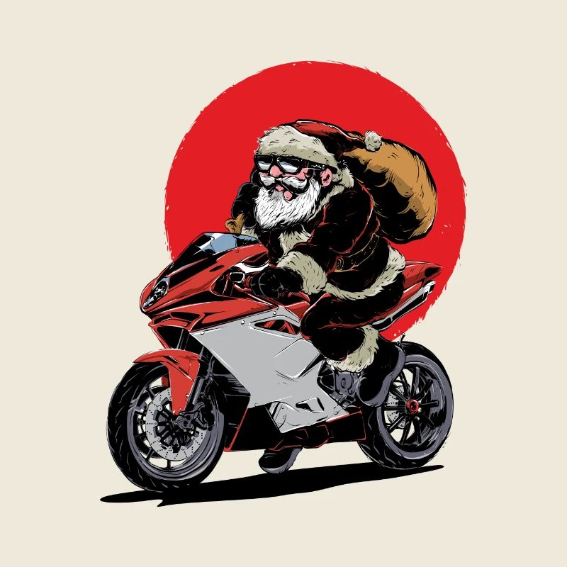 Weihnachtsmann auf dem Motorrad