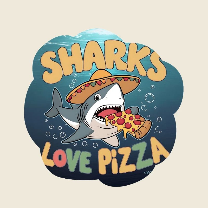 Requin avec pizza et sombrero
