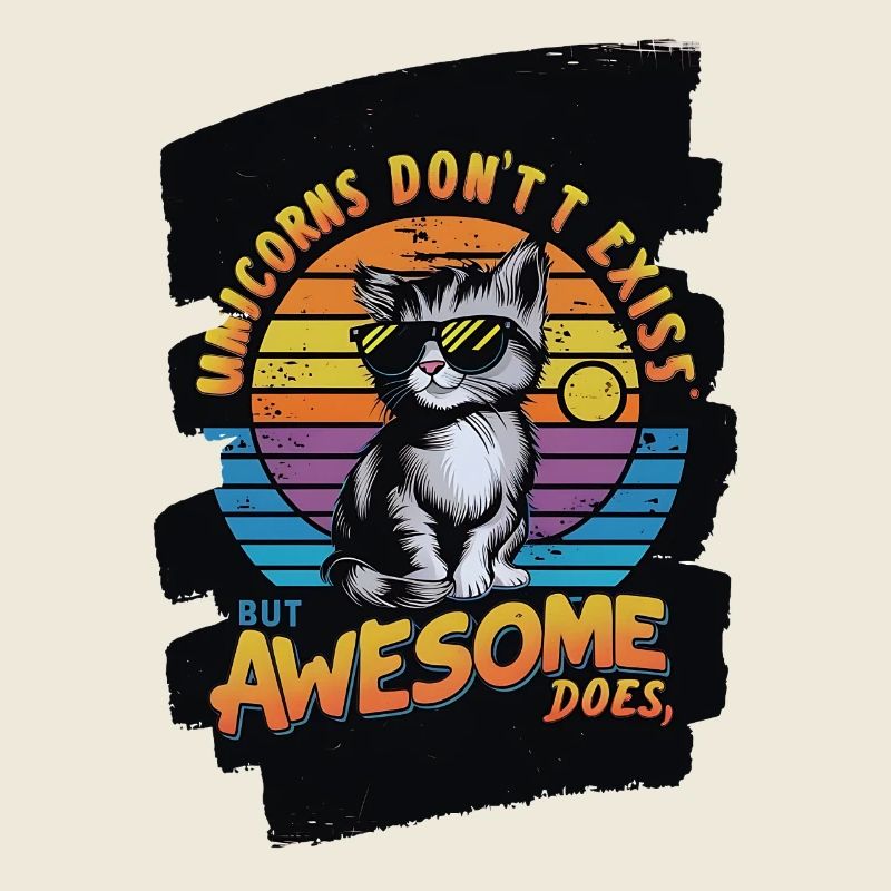 Cool Cat with Sunglasses and Rainbow Background