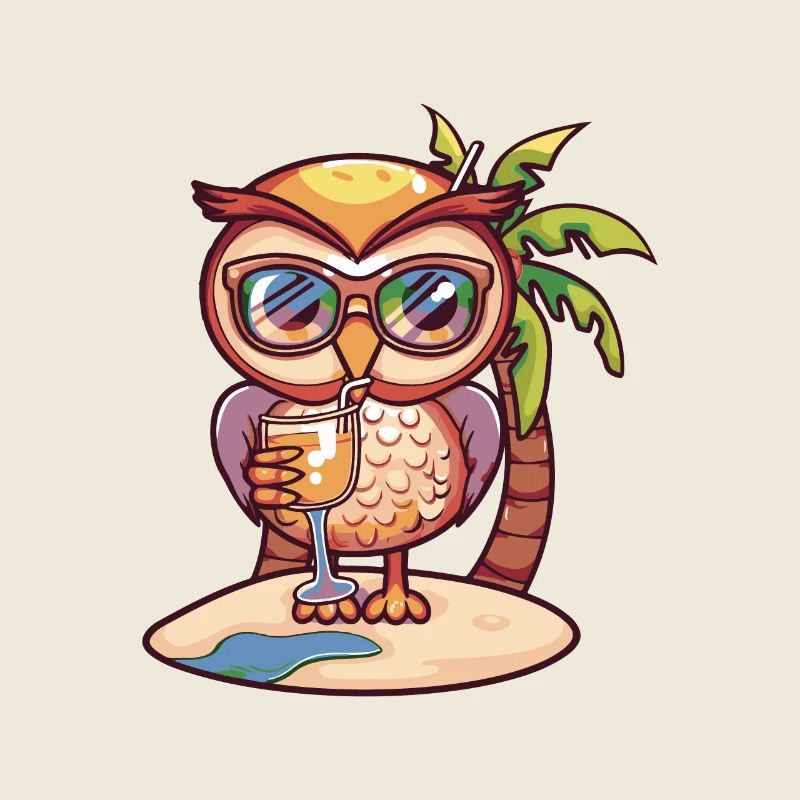 Owl Summer Beach Vacation