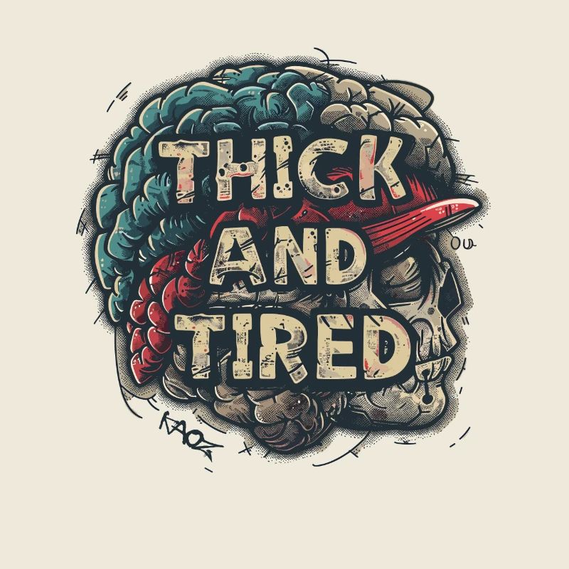 Heavy brain skull, fat and tired