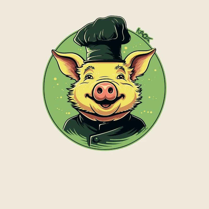 A sow is the chef's pig with cap, cook