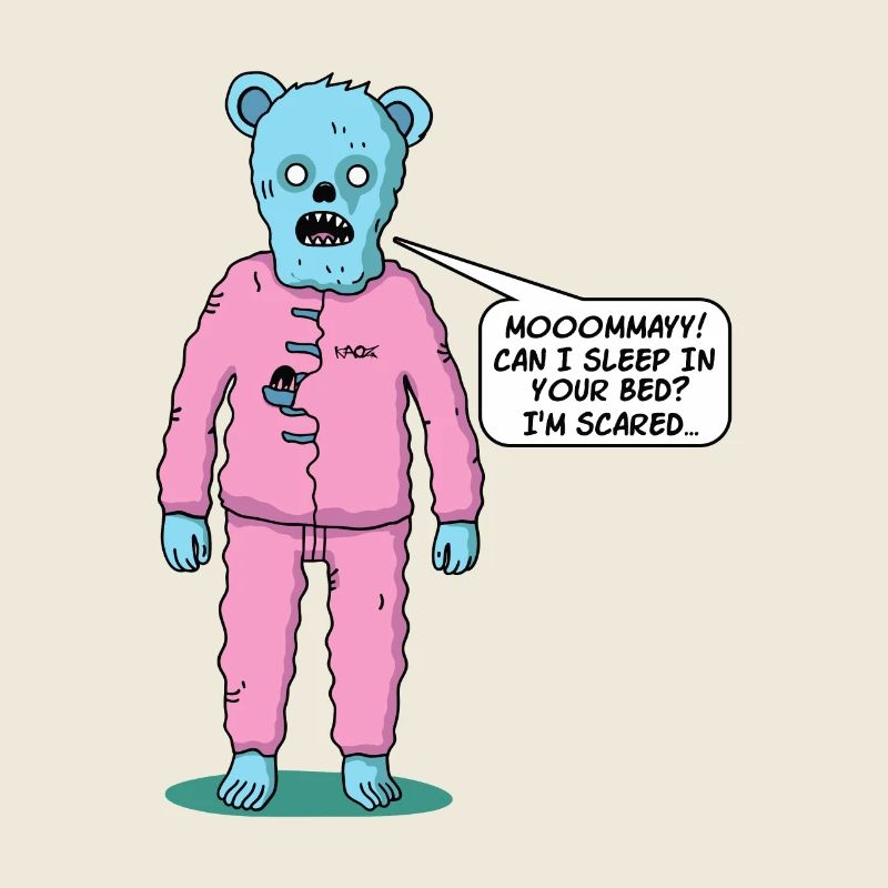 L’ours zombie mignon ne dort pas, a besoin de maman