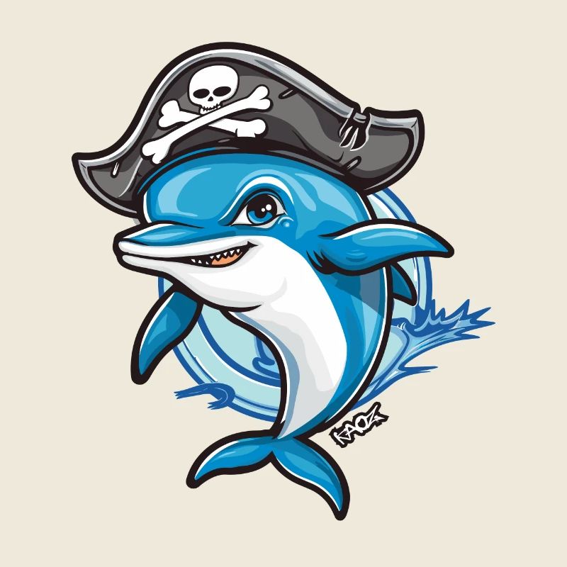 Cartoon Delfin Pirat