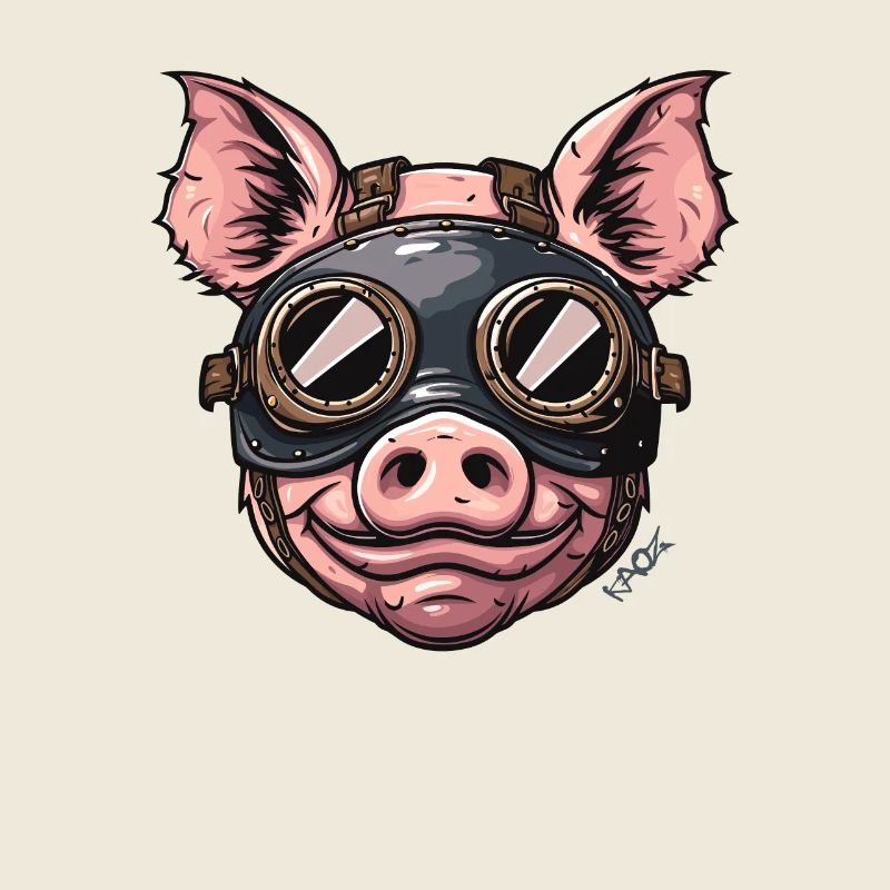 Funny Smiling Pig with Leather Mask