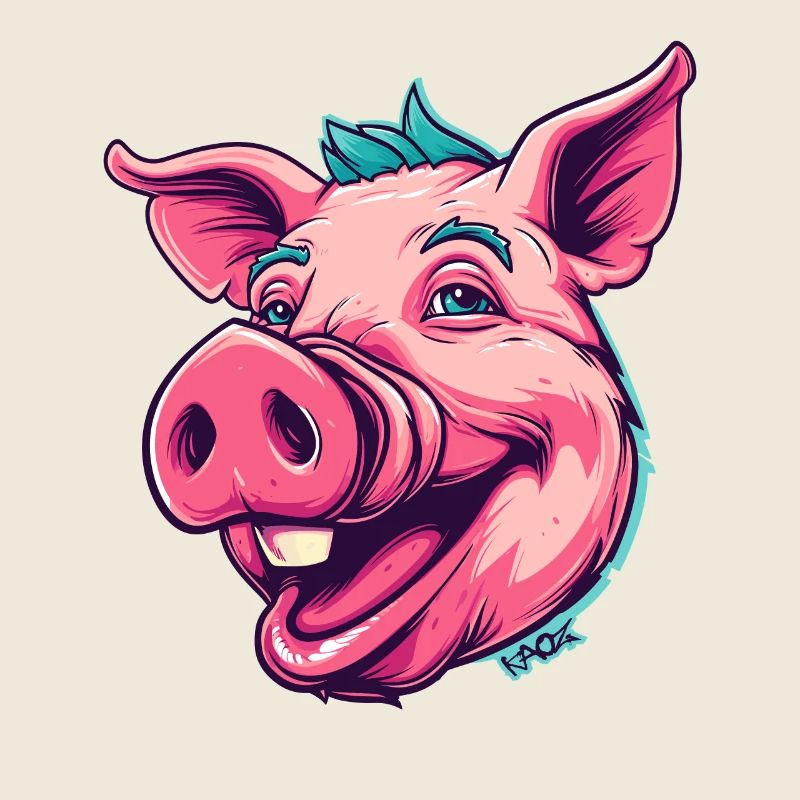Cochon punk super heureux