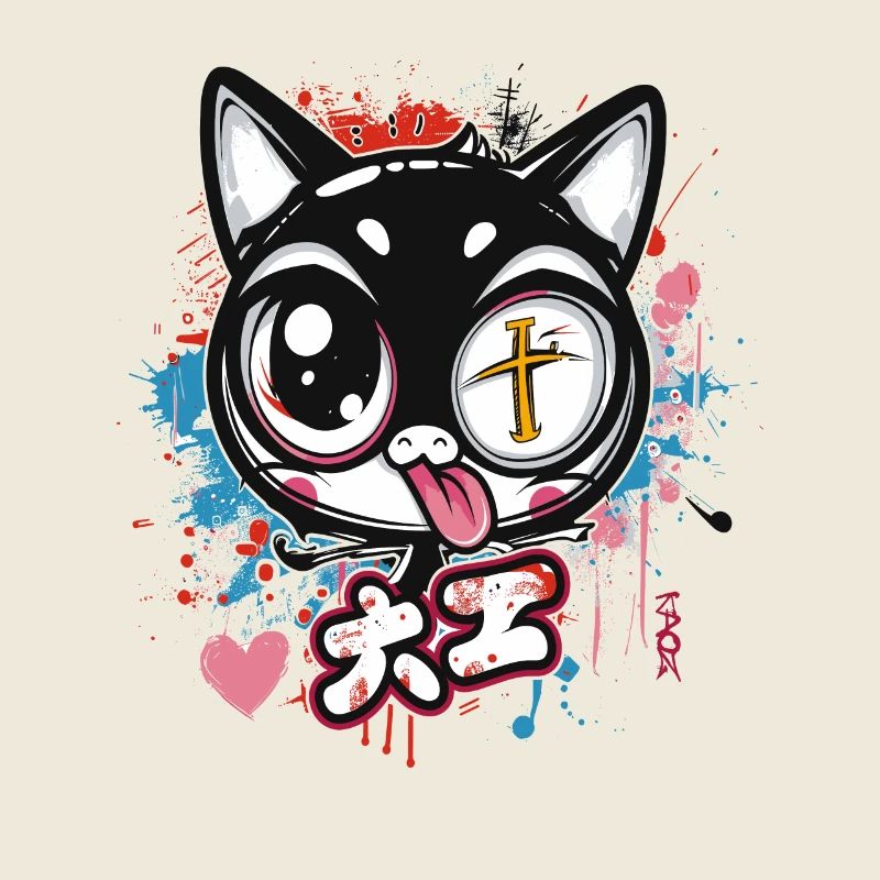 Le chat de dessin animé fou, drôle et bizarre