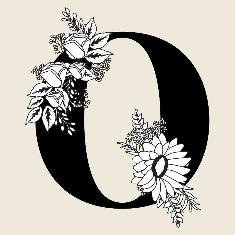 Black and White Floral Letter o