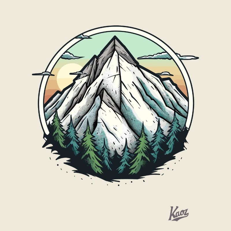 Nature with trees and mountain