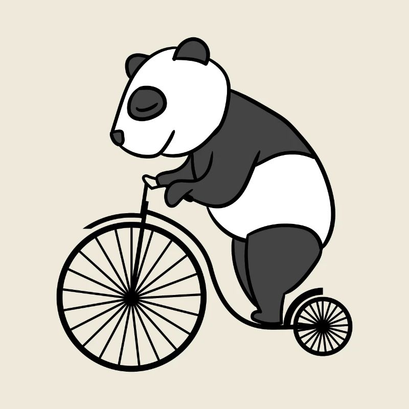 Panda Riding Vélo rétro avec grande roue Panda