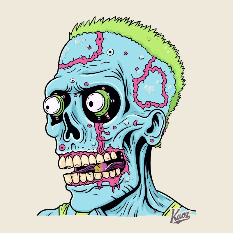 Crazy Stupid Zombie Punk Skull