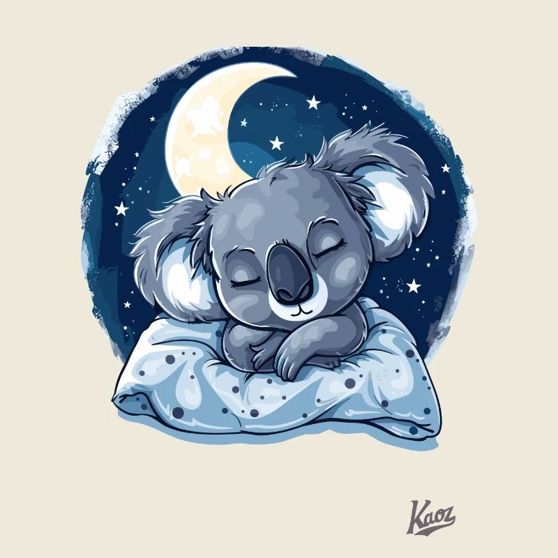 Sleeping koala with moon and stars