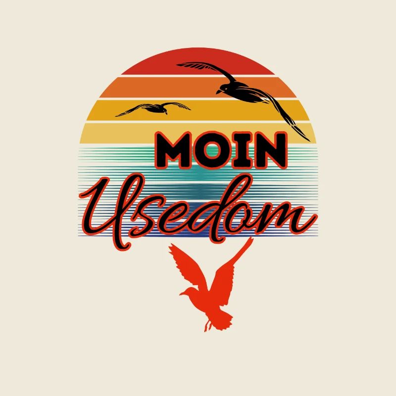Moin Usedom avec mouette dans l’île de style rétro Usedom