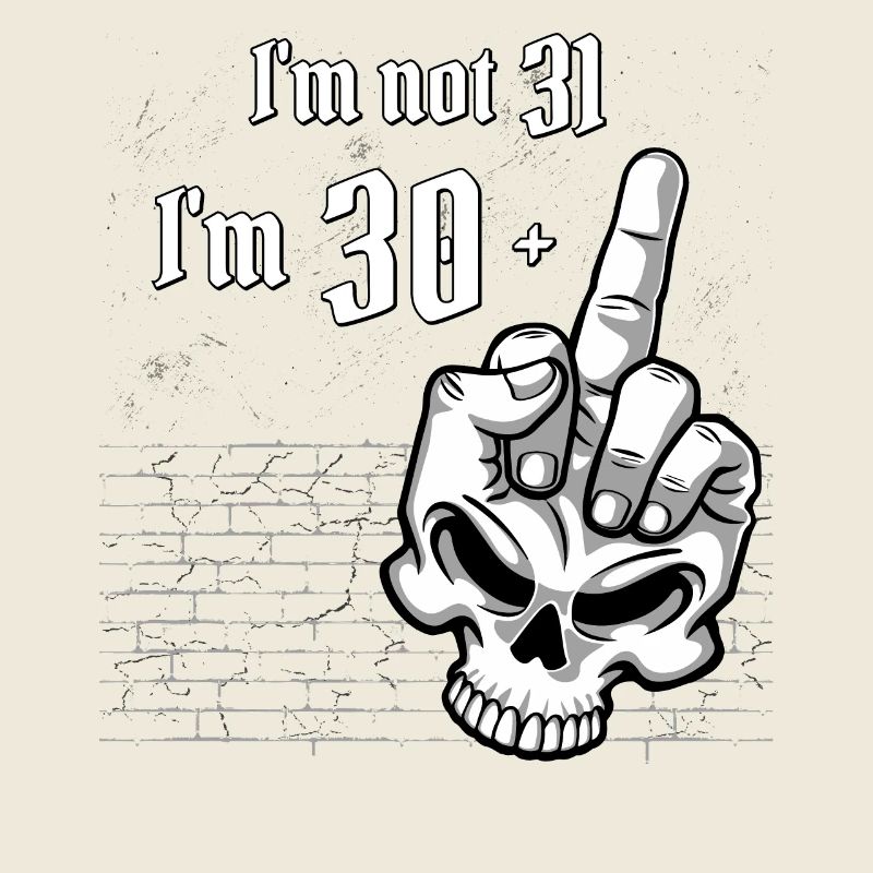 I'm Not 31, I'm 30 Plus 1 Middle Finger Skull