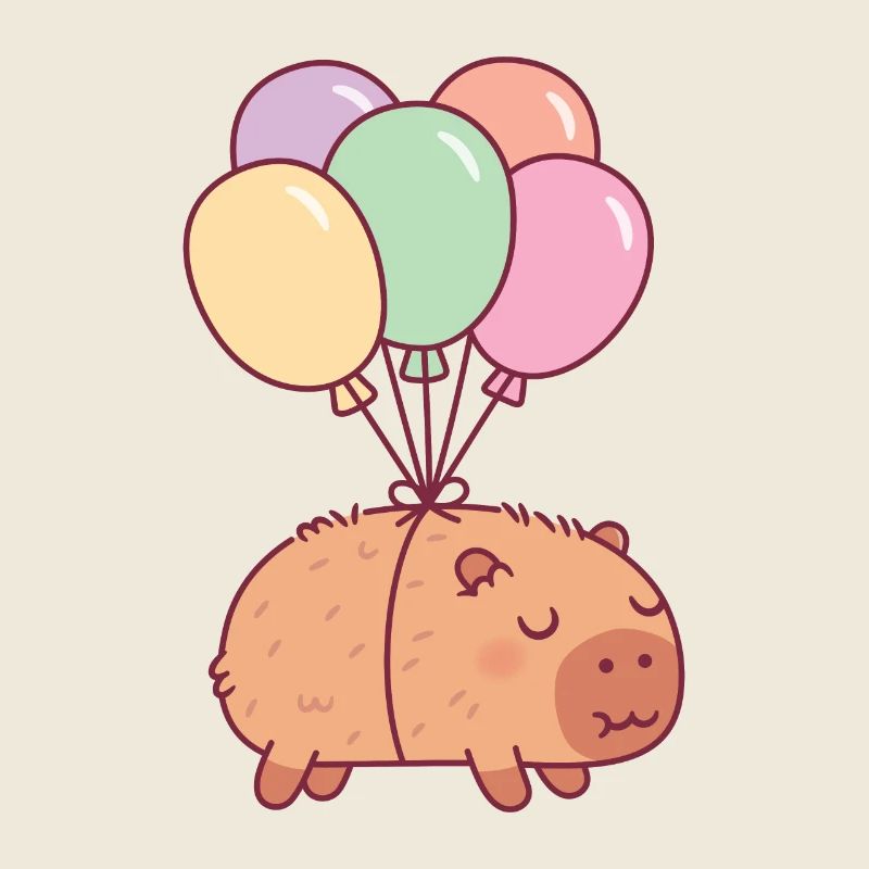 Capybara mignon avec des ballons
