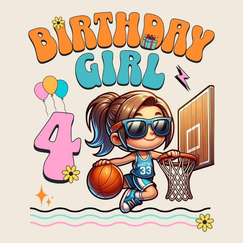 basket-ball 4e anniversaire fille basketteur