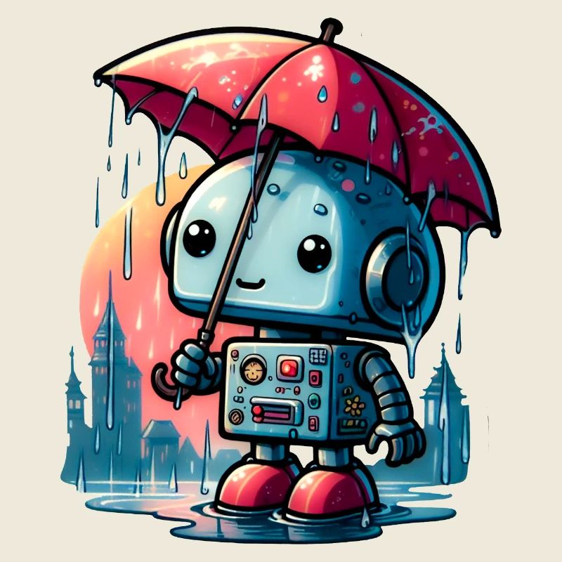 Parapluie Rose Robot Pluie