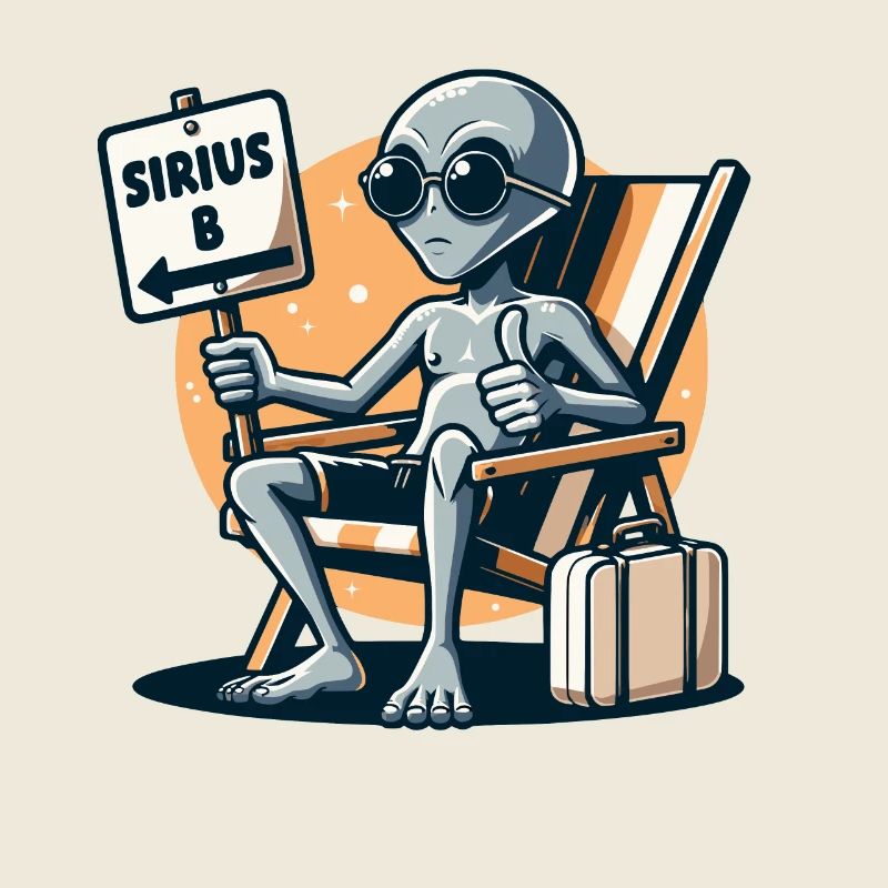 Alien "Sirius B" Anhalter Cartoon Illustration