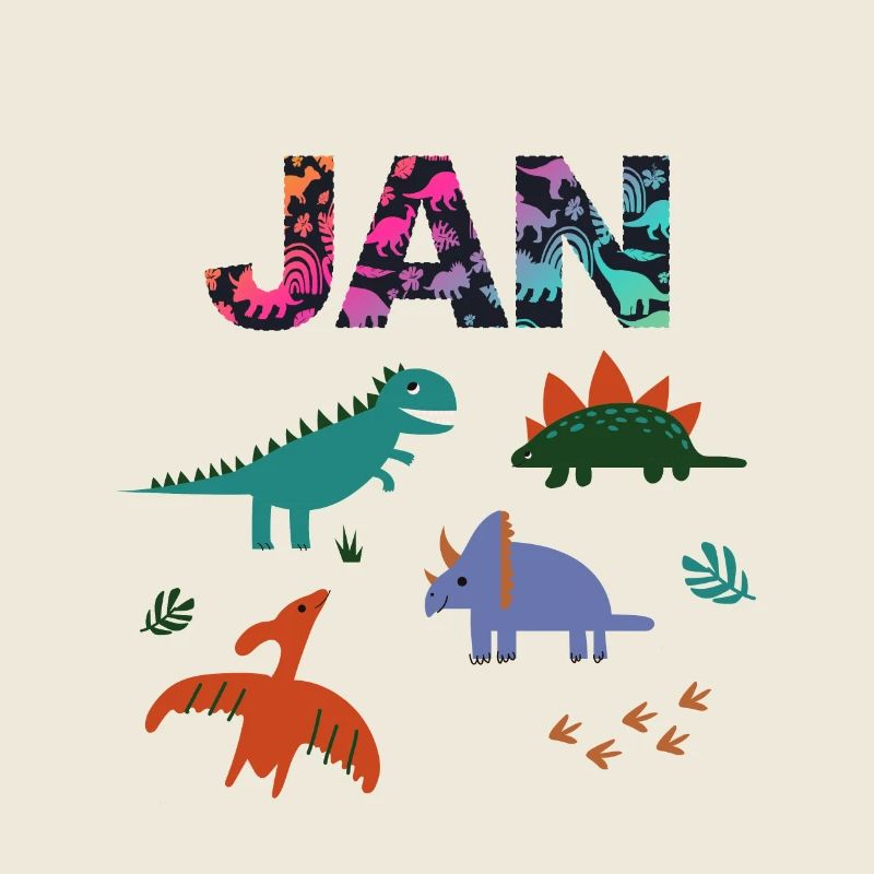JAN - Beau prénom de garçon avec dinosaure