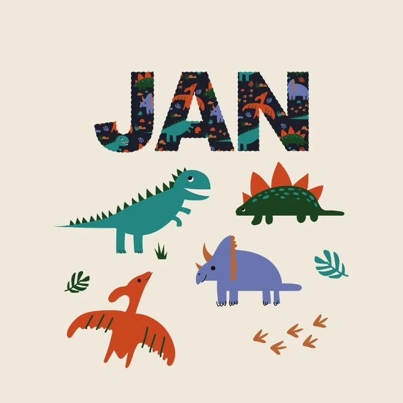 JAN - Beau prénom de garçon avec dinosaure