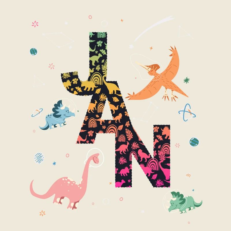 JAN - Beau prénom de garçon avec dinosaure