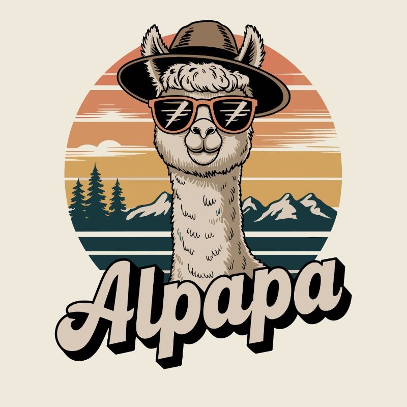 Alpapa Alpaca Father Funny Retro Motif
