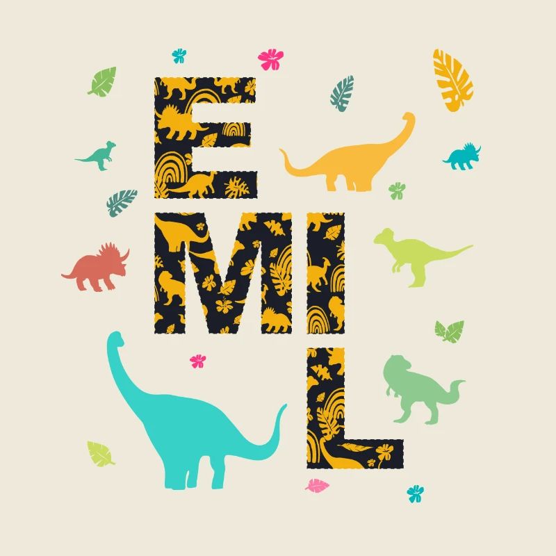 EMIL - Beautiful boy name with dinosaur