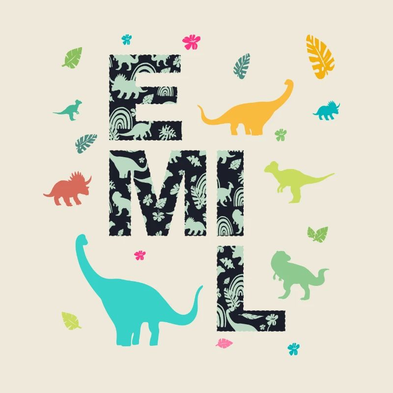 EMIL - Beautiful boy name with dinosaur