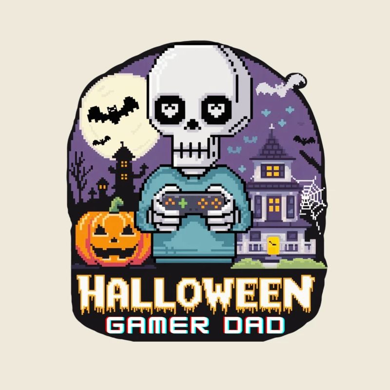 Pixel Halloween Gamer Dad