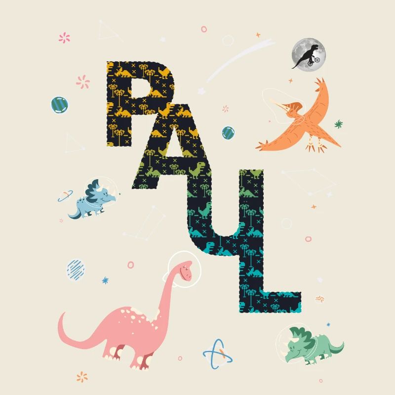 PAUL - Beautiful boy name with dinosaur