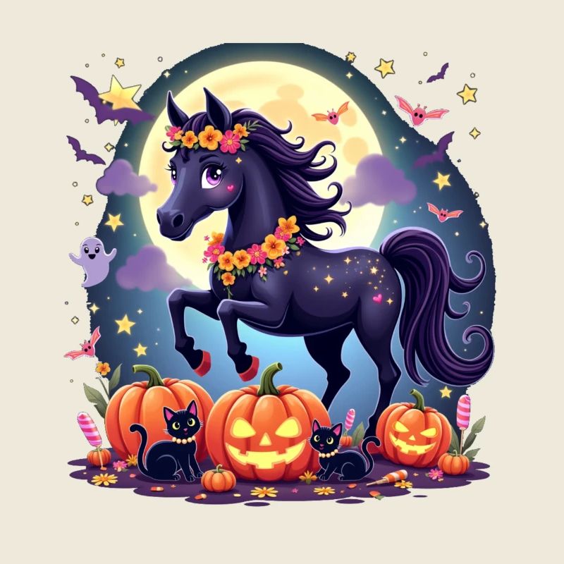 Magisches Halloween Pferd Mädchen Abenteuer