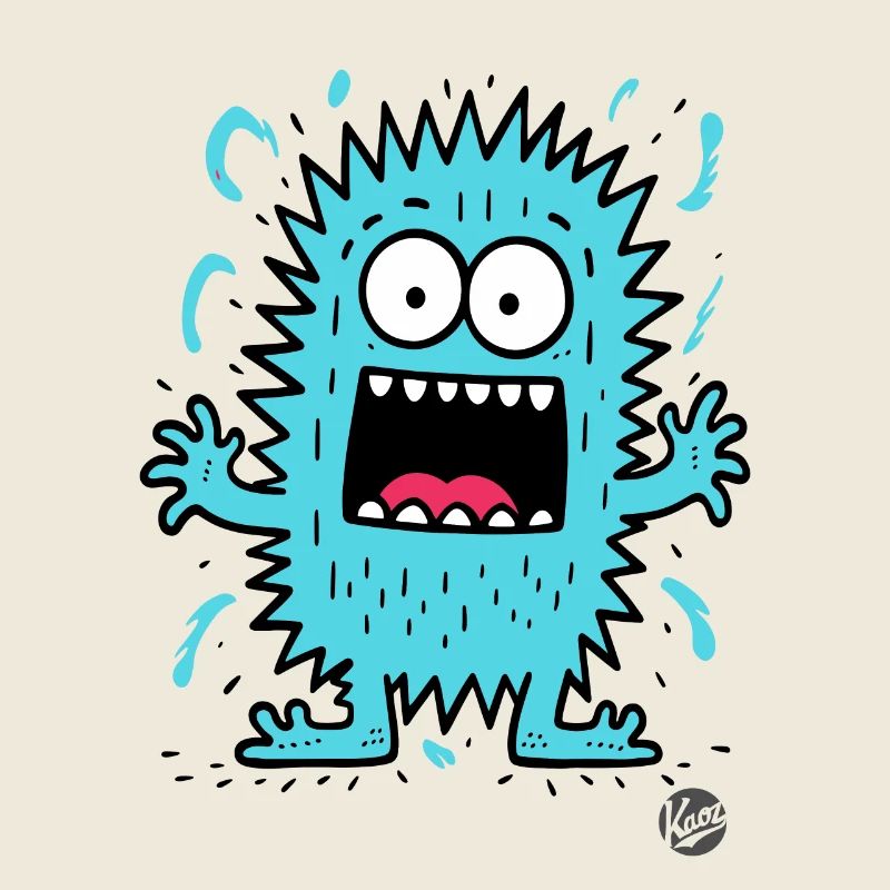 Drôle et mignon petit monstre bleu