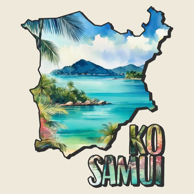 Aquarell Landkarte Ko Samui
