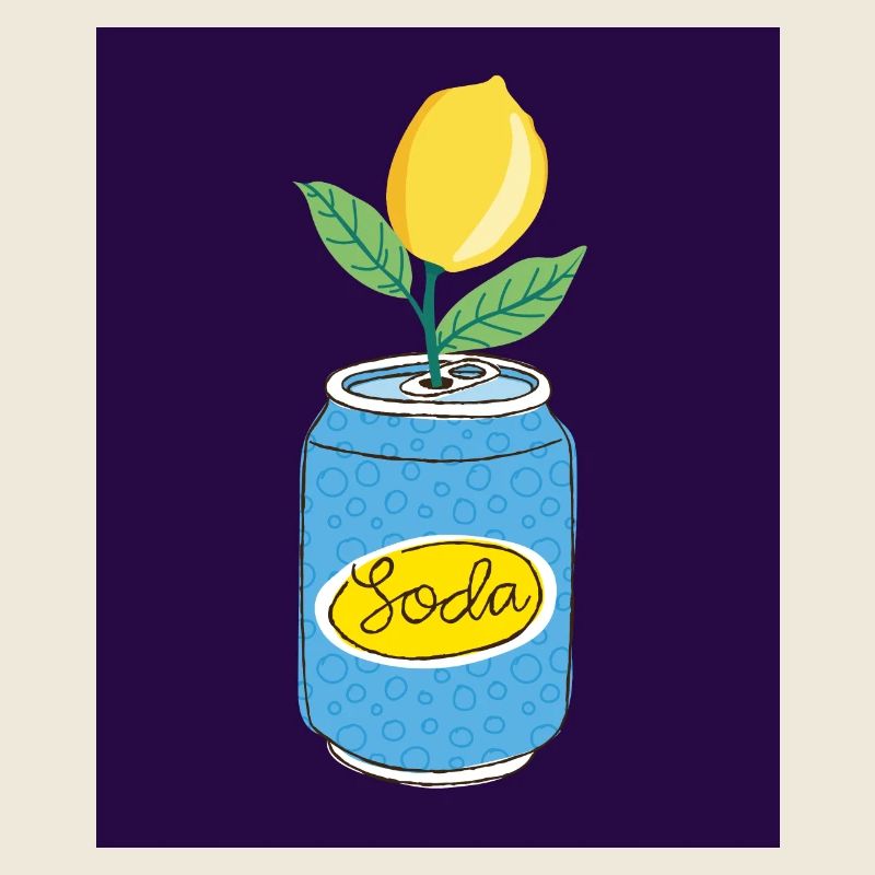 Lemon Soda Can with Fruit Branch – Quirky Art