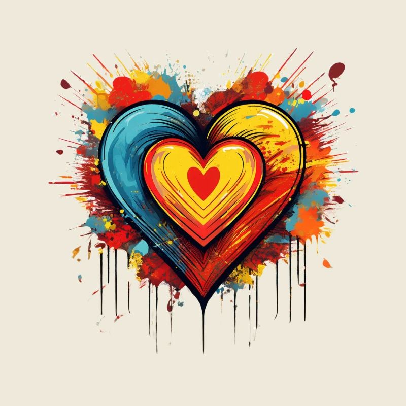 Colourful Heart Explosion – Bold Pop Art Design