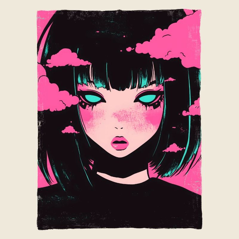 Pastel Goth Cybergoth Anime Fille Vaporwave Graphiques