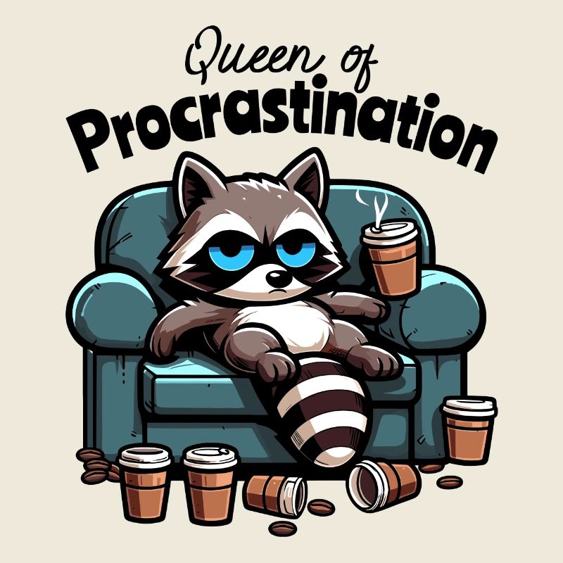 Queen of Procrastination – Raccoon on the Sofa