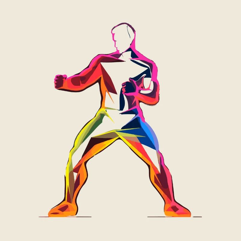 Kickboxer Cartoon Style
