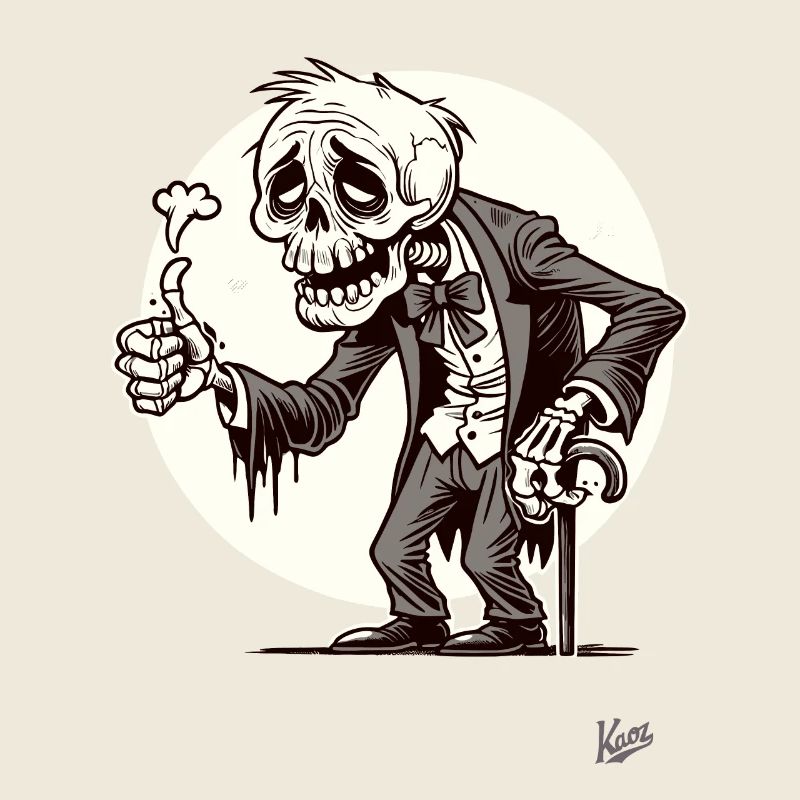 Alt werden ist ein Geschenk, Daumen hoch Skelett