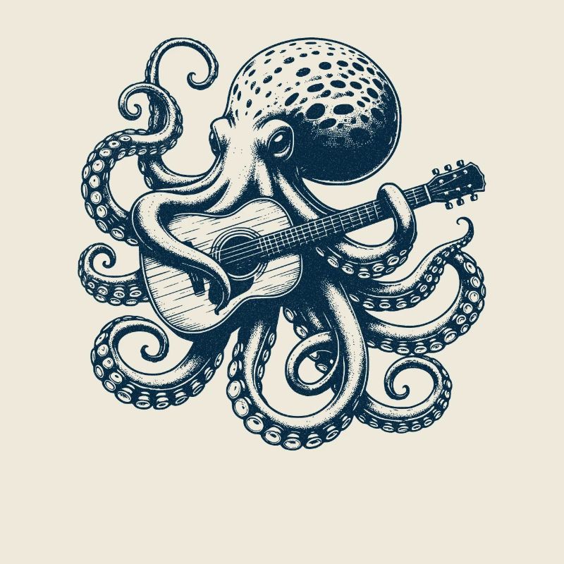 Octopus plays guitar