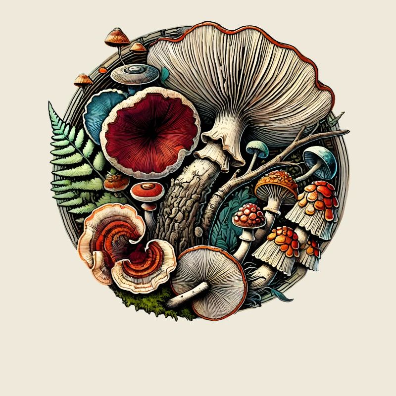 Conception complexe de champignons et d’éléments forestiers