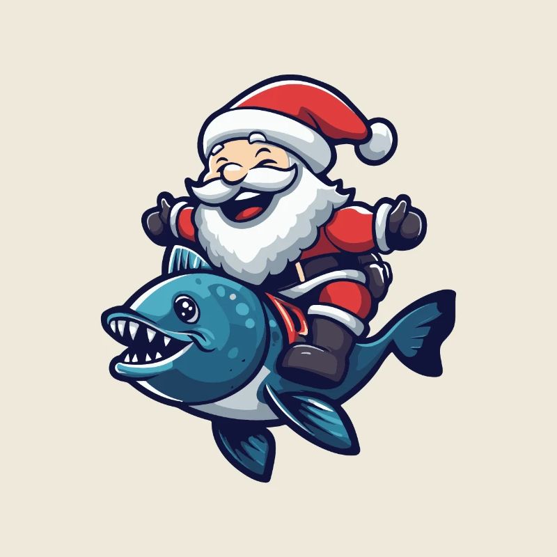 Piranha Poisson Père Noël Dessin animé