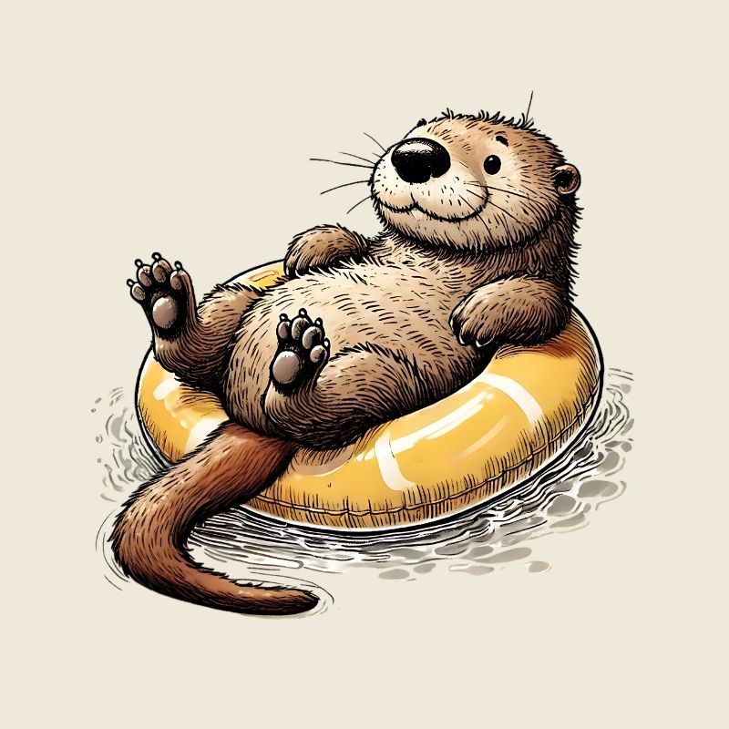Playful Otter Floating Fun Summer Design